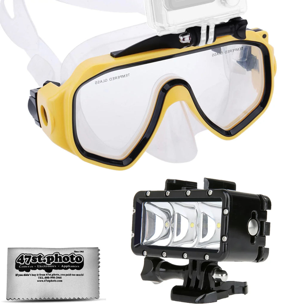 Black, HERO2 Action HERO3, Waterproof Mask Flash for Similar Opteka Session, Diving Light HERO4, and + Silver, SJ6000, Goggles SJ4000 GoPro Scuba Cameras LED