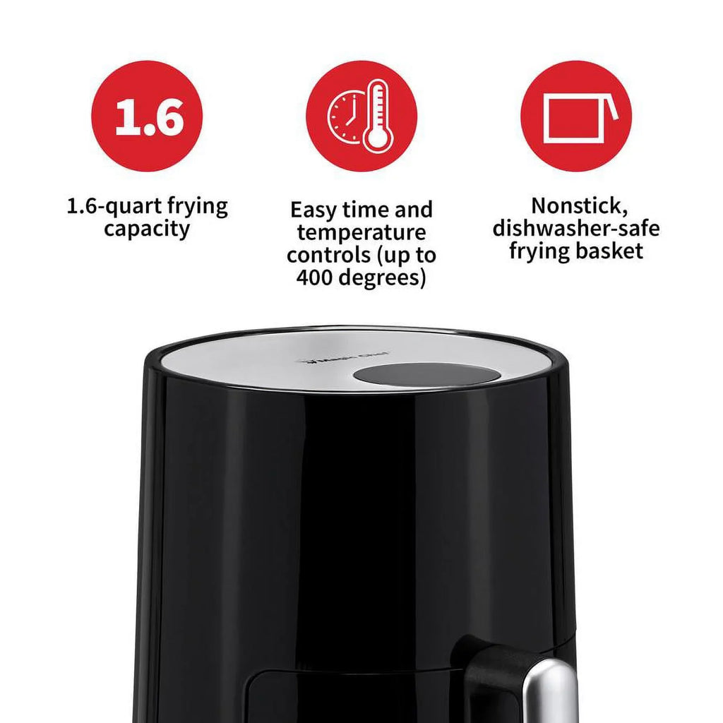 Safe Manual Dishwasher Snack-Sized Compact Cooking 1.6 Basket Healthy Chef® Air - for Magic Black Fryer Quart with