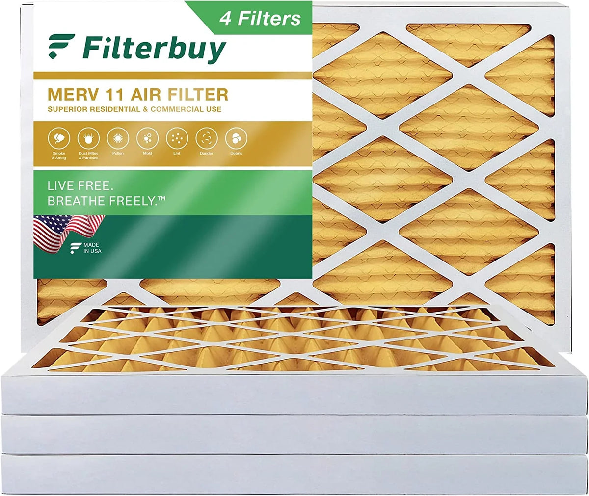 (4-Pack) Air 11 MERV Filterbuy Filters Furnace HVAC AC 8x24x2 Pleated