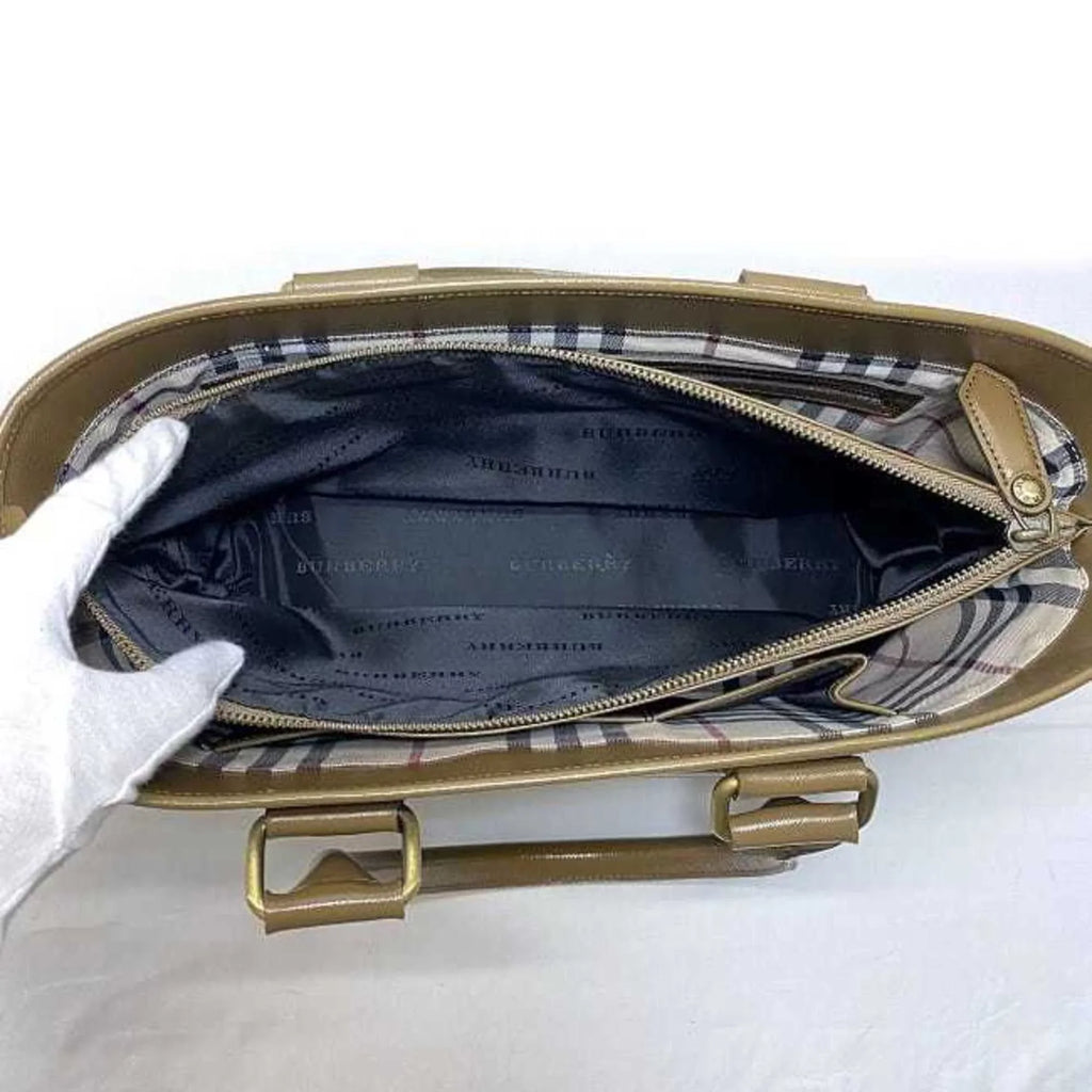 BURBERRY bag beige handbag brown tote PVC Burberry (Good) ladies leather Pre-Owned