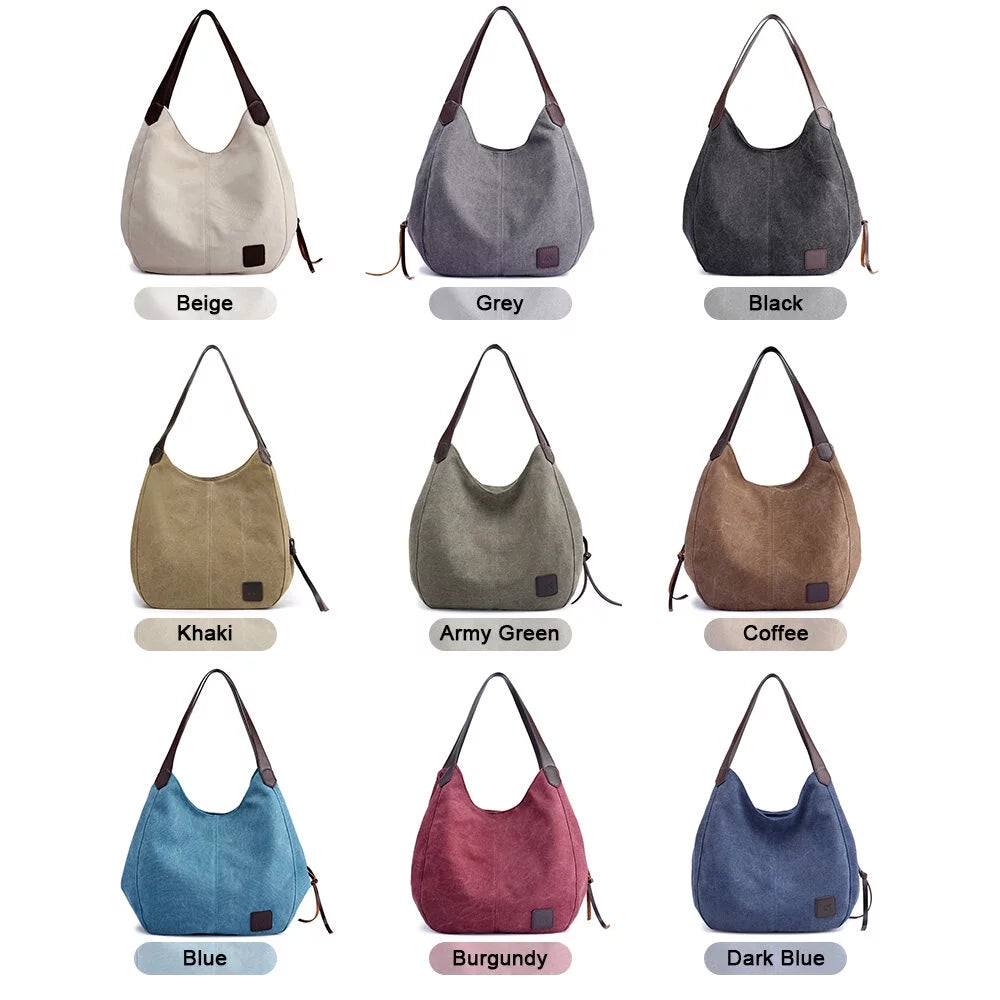 Vintage Bags MIXFEER Canvas Multi-pockets Women Totes Handbag Shoulder Bag Hobo