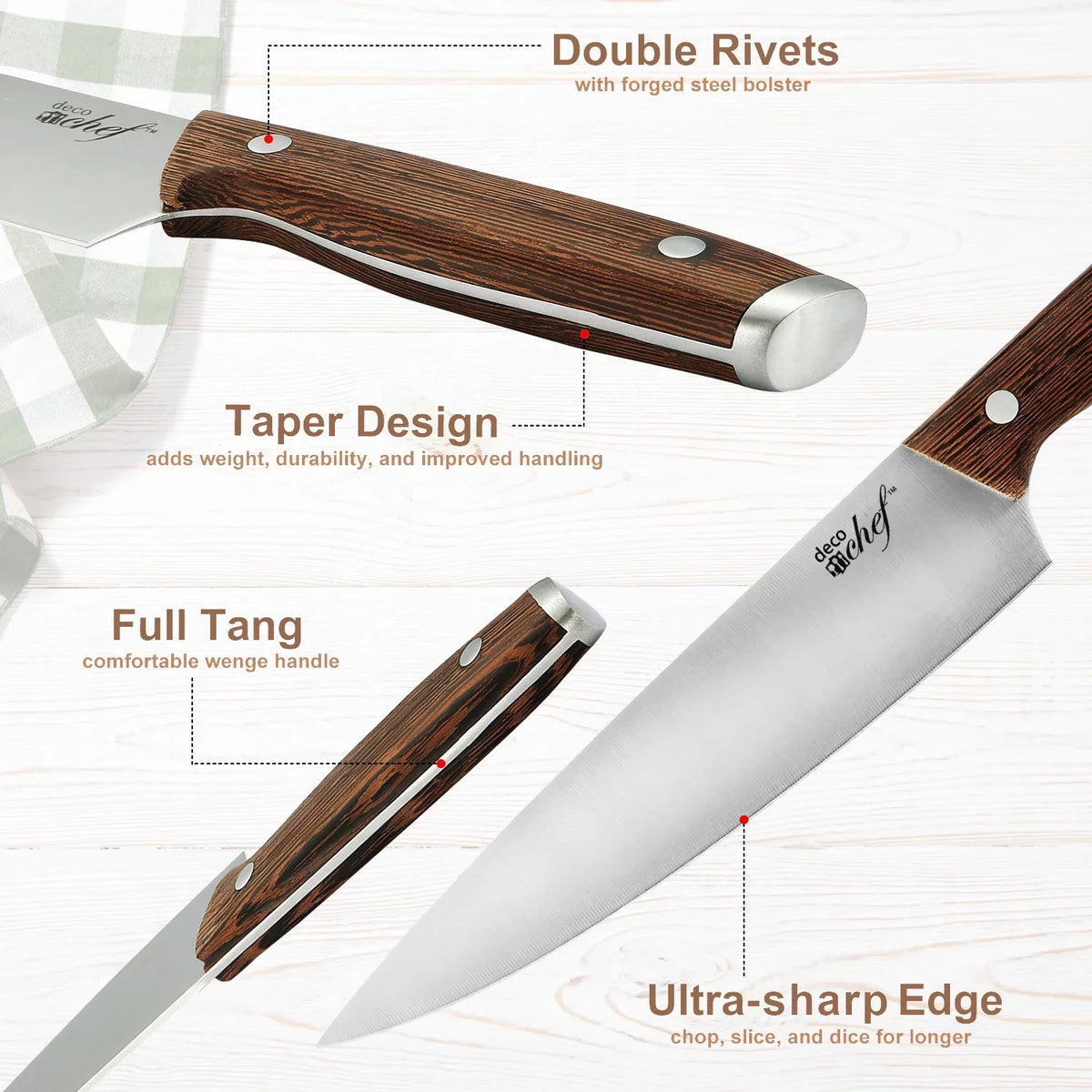 Chef Knife Deco Kitchen Wood Shears More Chef Cleaver Piece Set Handles Knife 16 and Kitchen