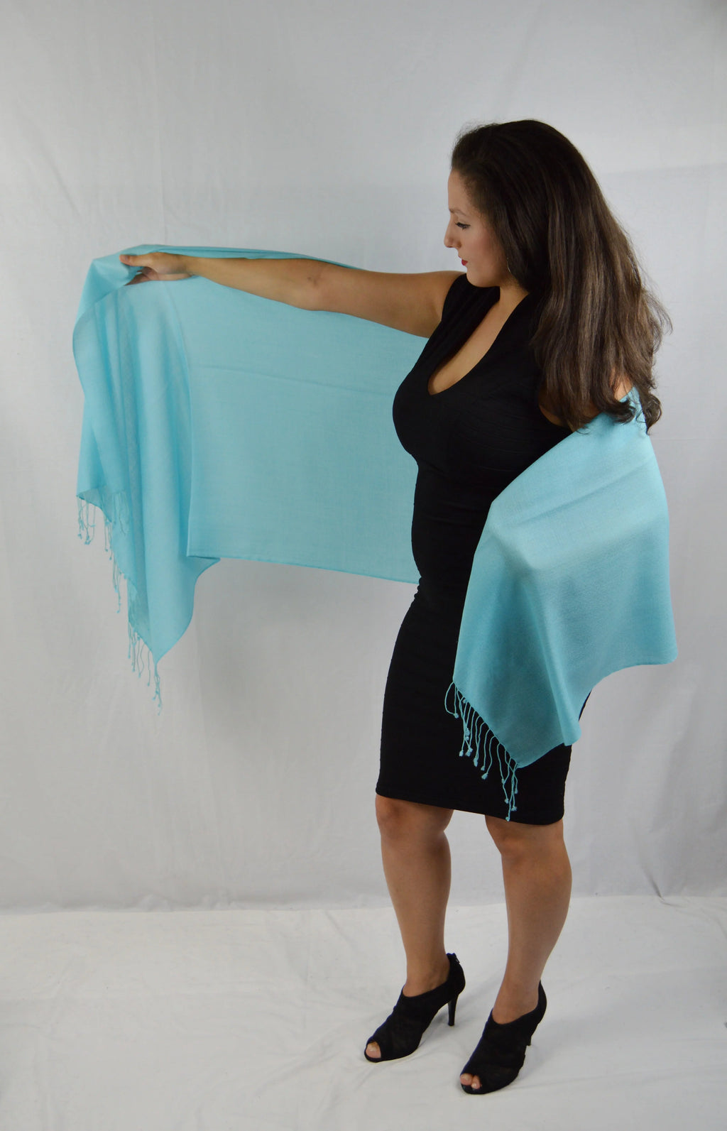 Shawl/Scarf/Scarves Shawl/Evening Shawl/Pashmina Shawl) Shawl/liquid Shawl/Light Shawl/Summer (Tiffany Pashmina Fancy weight Regular Shawl/Sheer Blue