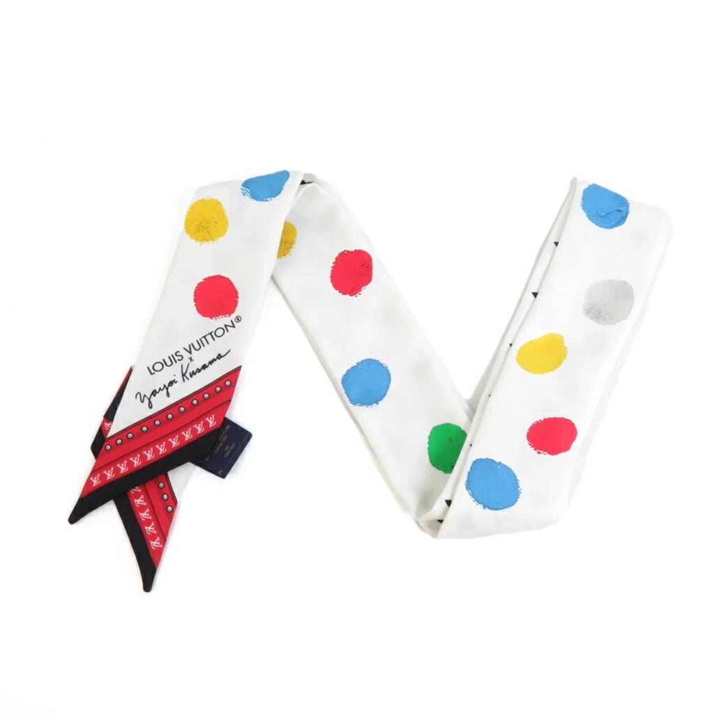 BB M78284 YK LV Painted Pre-Owned Scarf (Good) Silk Dot Women's Bandeau White Multicolor Muffler x