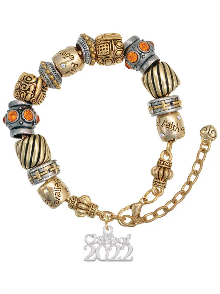 Bracelet Two of Christian 2022 Bead Class Silvertone Tone