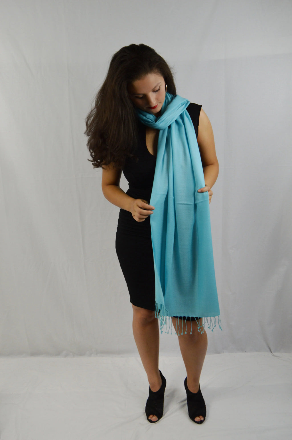 Shawl/Scarf/Scarves Shawl/Evening Shawl/Pashmina Shawl) Shawl/liquid Shawl/Light Shawl/Summer (Tiffany Pashmina Fancy weight Regular Shawl/Sheer Blue