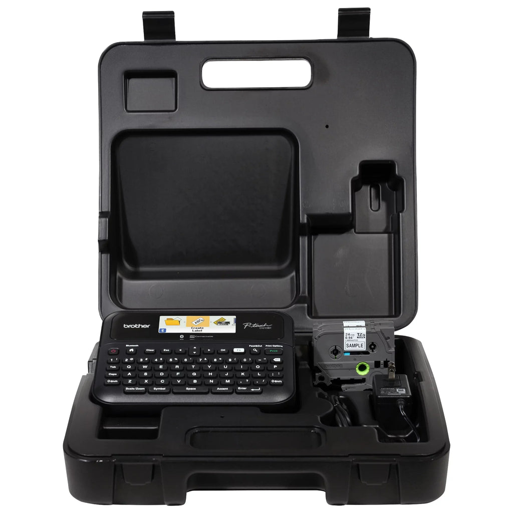 Label Professional (12mm). Black ~1/2” Clear carry Tape PT-D610BTVP with Maker includes Sample 4m on Print Business Label P-touch Connectivity, Brother and case Bluetooth® Connected