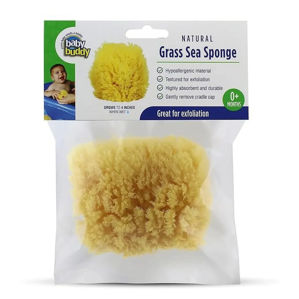 Natural 1 Count Works Sea Textured Sponge Baby Body Sponge, Yellow, Buddy Exfoliation, for Cradle for 4in, Cap, Grass