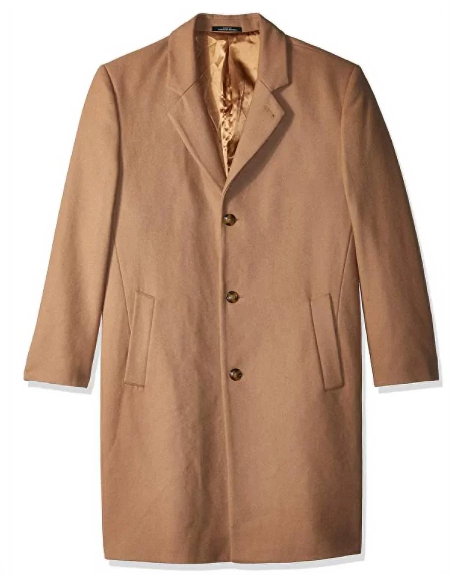 London Coat 40 Fog $350 Long Wool-Blend NWT - Overcoat Signature Mens Camel