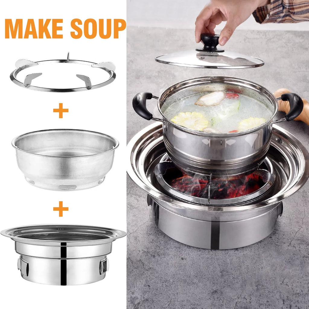 Camping Grill Korean Non-stick Carbon Grill Household Round Charcoal Grill, Portable Grill Barbecue and BBQ Picnic Stove Indoor Grill, exterior, for Smoker