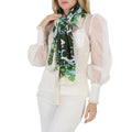 Fleurie Printed Fringe Light Burch Scarf T Blue Monogram Traveler Rayure Tory