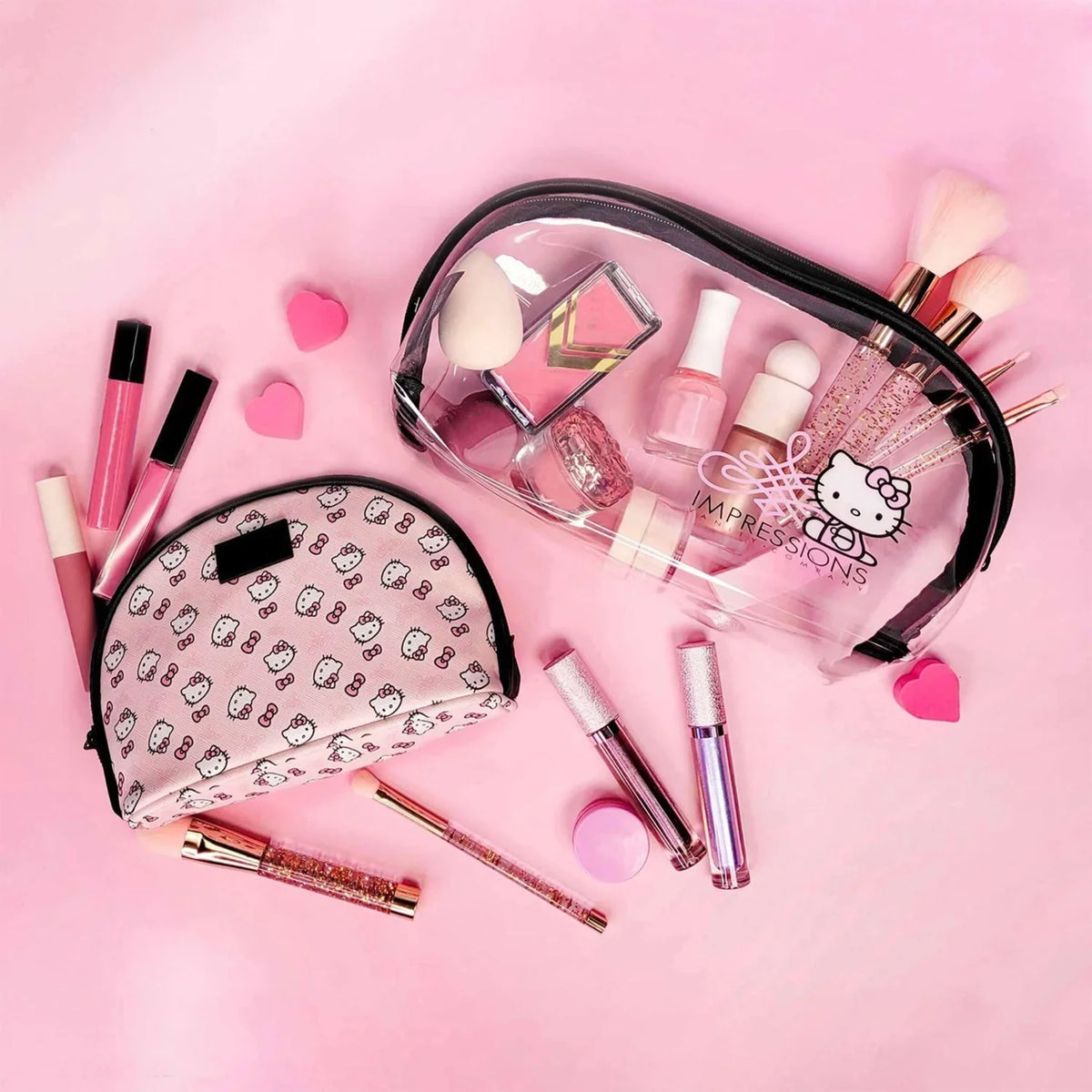 Nested for Pcs Makeup Kitty Travel Clutch (Pink) Purses, Holding Hello Impressions Bag Vanity 2 Makeup