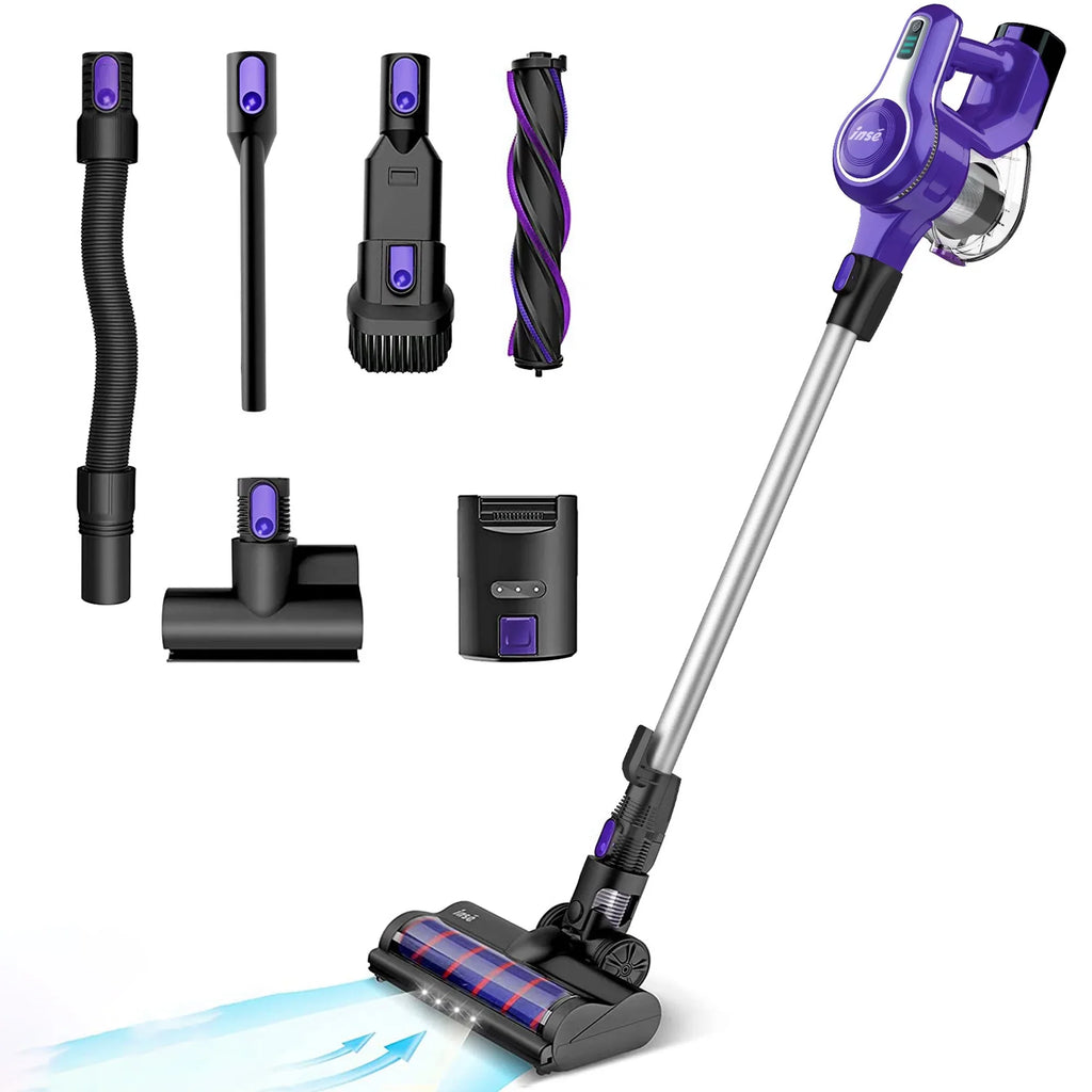 Brushless to Rechargeable Cleaner,10-in-1 - Runtime Battery Mins Hard Handheld,23Kpa Floor Lightweight for Motor Hair Vacuum,Up 45 Stick Carpet Purple Vacuum 2500mAh Cordless Pet 250W
