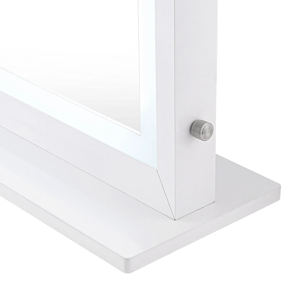 Dimmer Liane and Magnified V. Frame Speakers Vanity Makeup with Metal Desk Mirror with Mirror 3X for Pro Impressions Wall Mirror and Tabletop or Outer Lighted Switch, (White) Mount