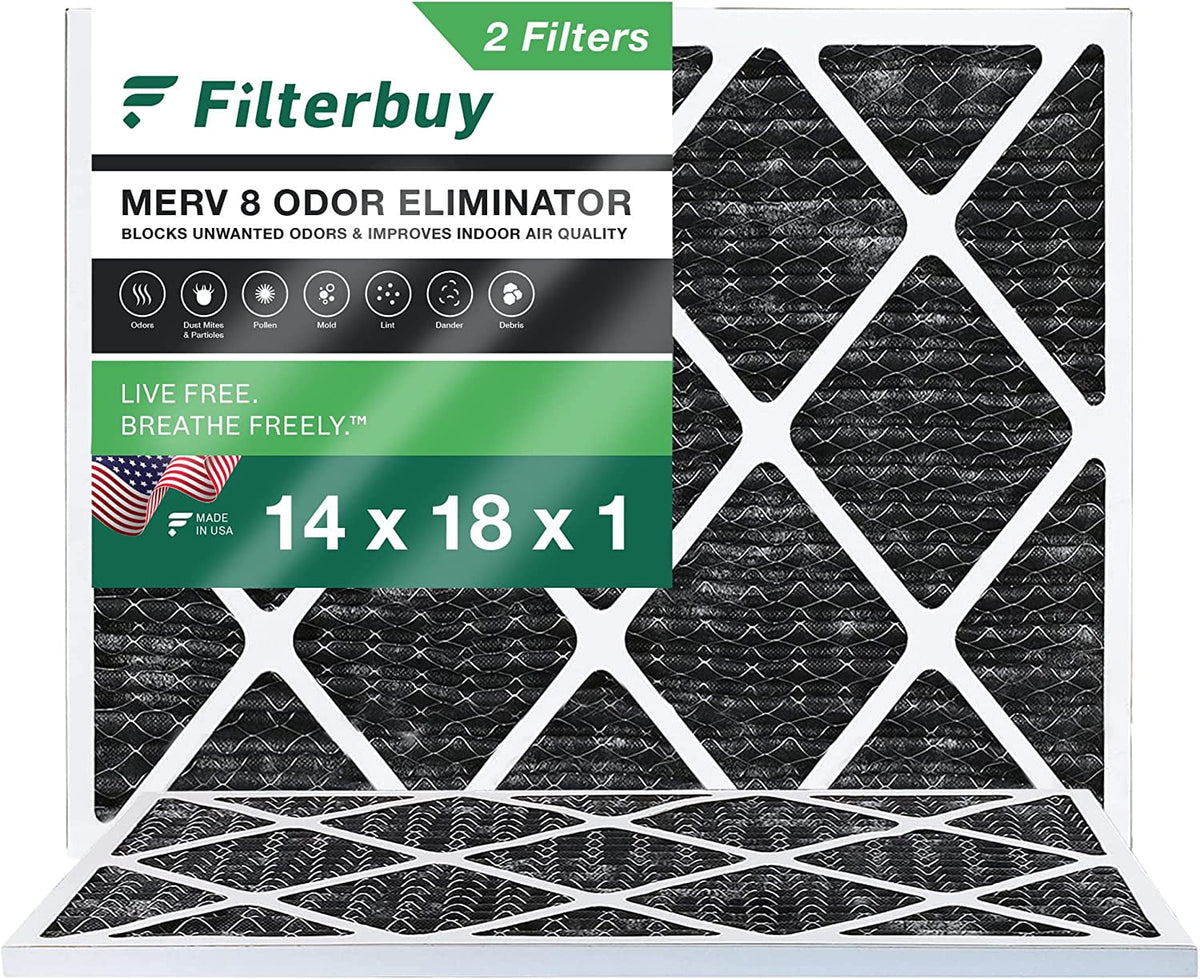 Furnace 14x18x1 Filterbuy Air Odor (2-Pack) Carbon Filters AC Eliminator 8 HVAC with MERV Pleated Activated