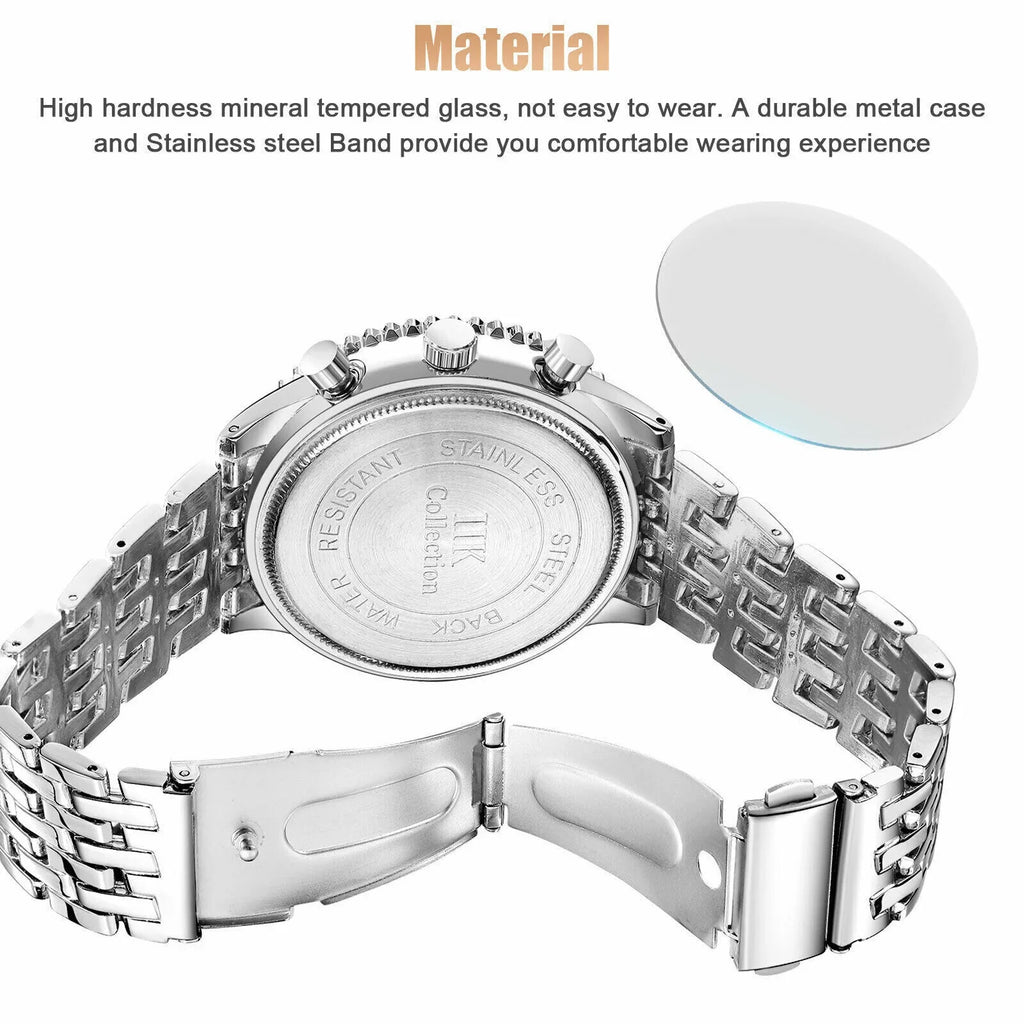Men Waterproof Watch Stainless De Hombre Relojes Quartz Luminous Bracelet Steel
