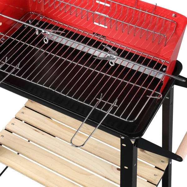 for Small with Inch 27 exterior for Backyard Grill Square Grill Camping Charcoal Portable Patio Duty BBQ Cooking Wheels Barbecue Coal Heavy