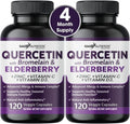 '- USA 500mg - Quercetin Vitamin - Quercetin in - Zinc Support, - D3 - Supply Quercetin 1 C Immune Vitamin Zinc and Months - Elderberry 4 Non-GMO, Daily - 6 Quercetin Bromelain with Gluten-Free with