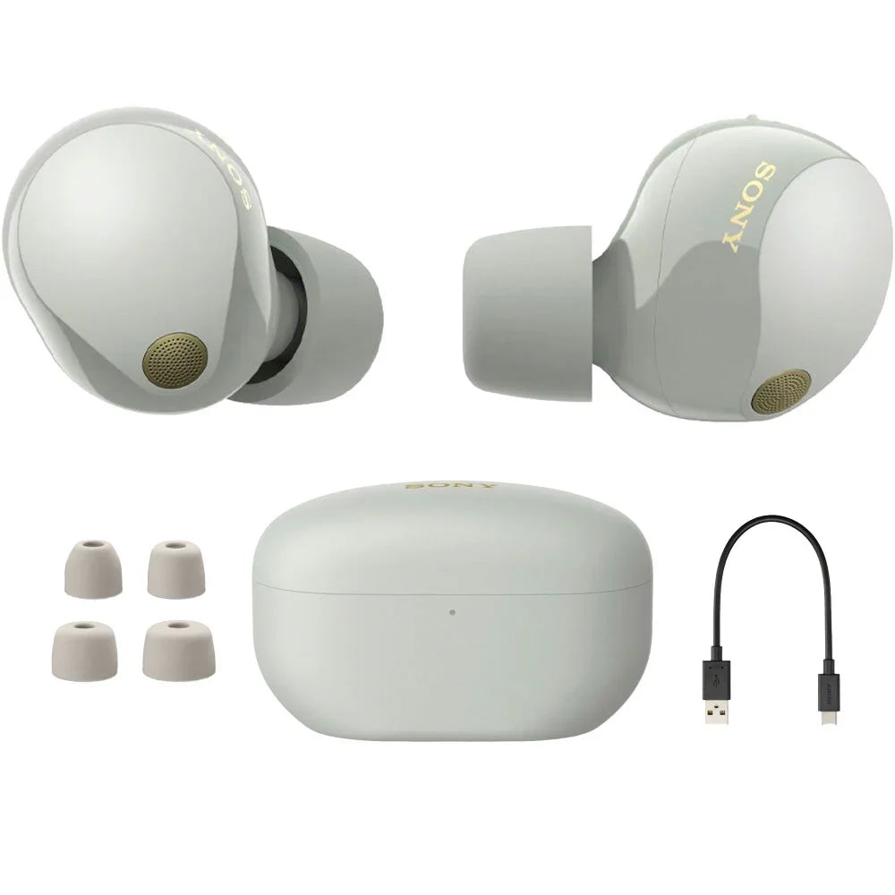 Bundle Warranty WF-1000XM5 Earbuds Noise (Silver) 2 YR Canceling Wireless with