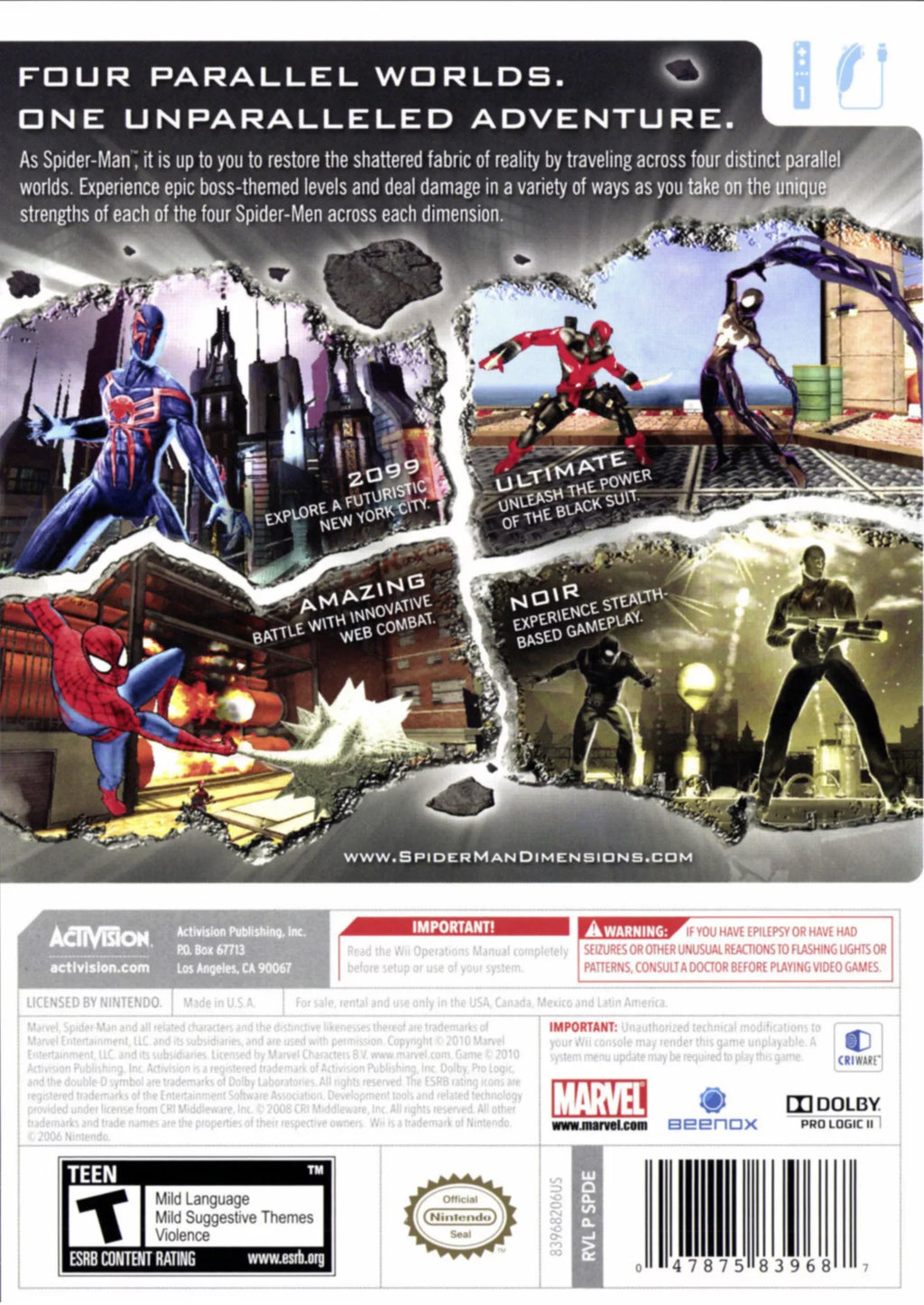 Shattered | Spiderman: Dimensions Nintendo Wii