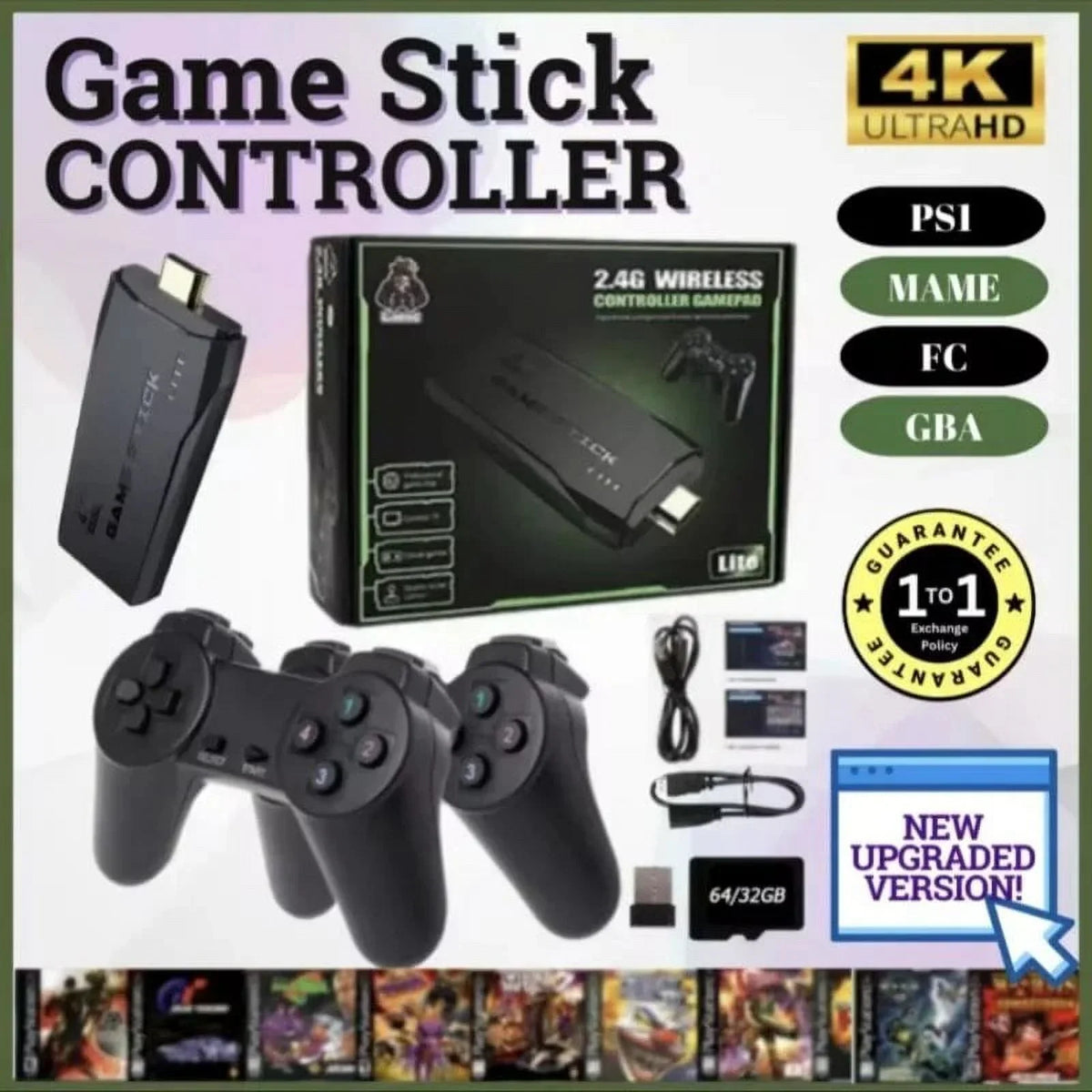 Stick Emulators 4K Console Controller 2.4G With 20000 TV Game Wireless Games For 12 PS1/FC/GBA/MAME/MD M8 HD Video Game Classic