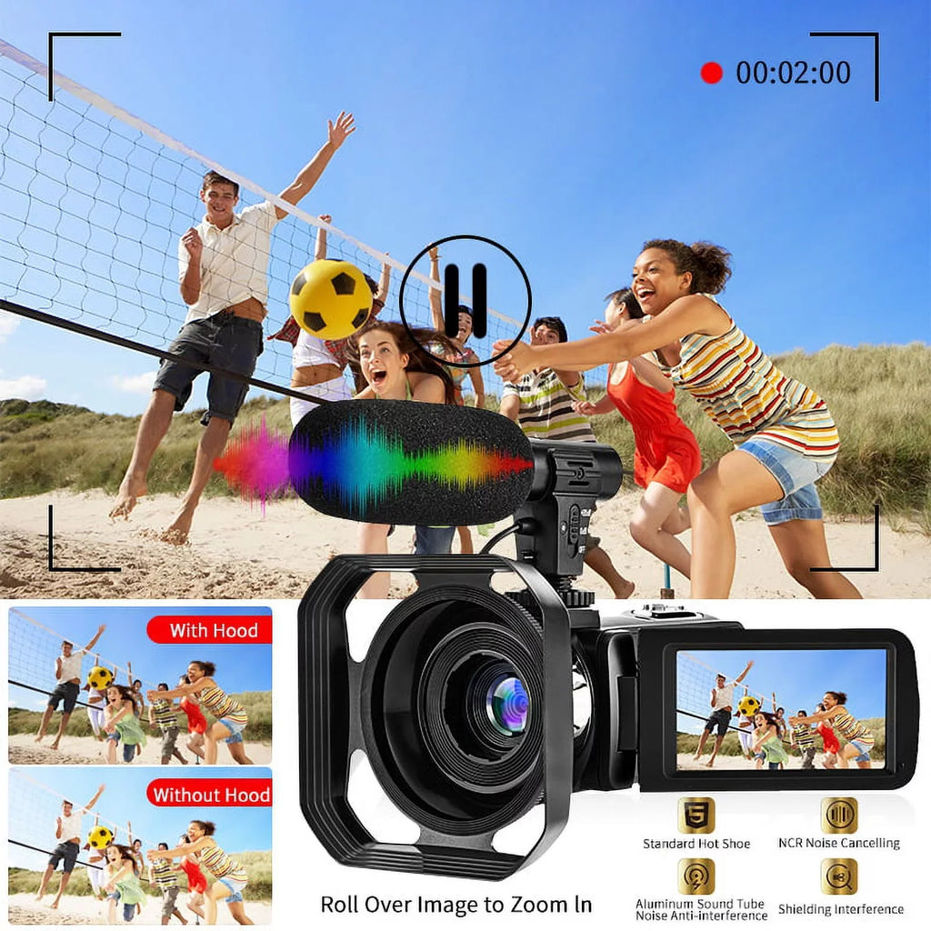 Touch Ultra Control Remote for & Microphone Camera 48MP Vlogging Camera 4K HD IPS with Video Youtube 3.0" Wifi Digital Camcorder Screen Camera
