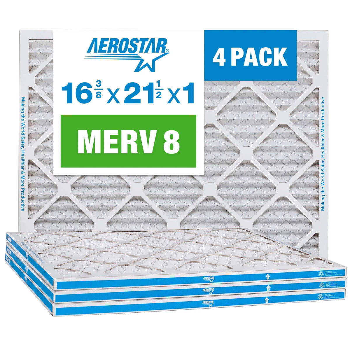 x Furnace 8 Aerostar Air x 16 3/8 Pack Pleated 21 Filter, 1 4 Filter, 1/2 MERV Air AC