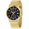 Mens Mesh Quartz - Dial Chronograph Tone Blue Gold 100M Epoca Black Watch, Stainless Steel Adult