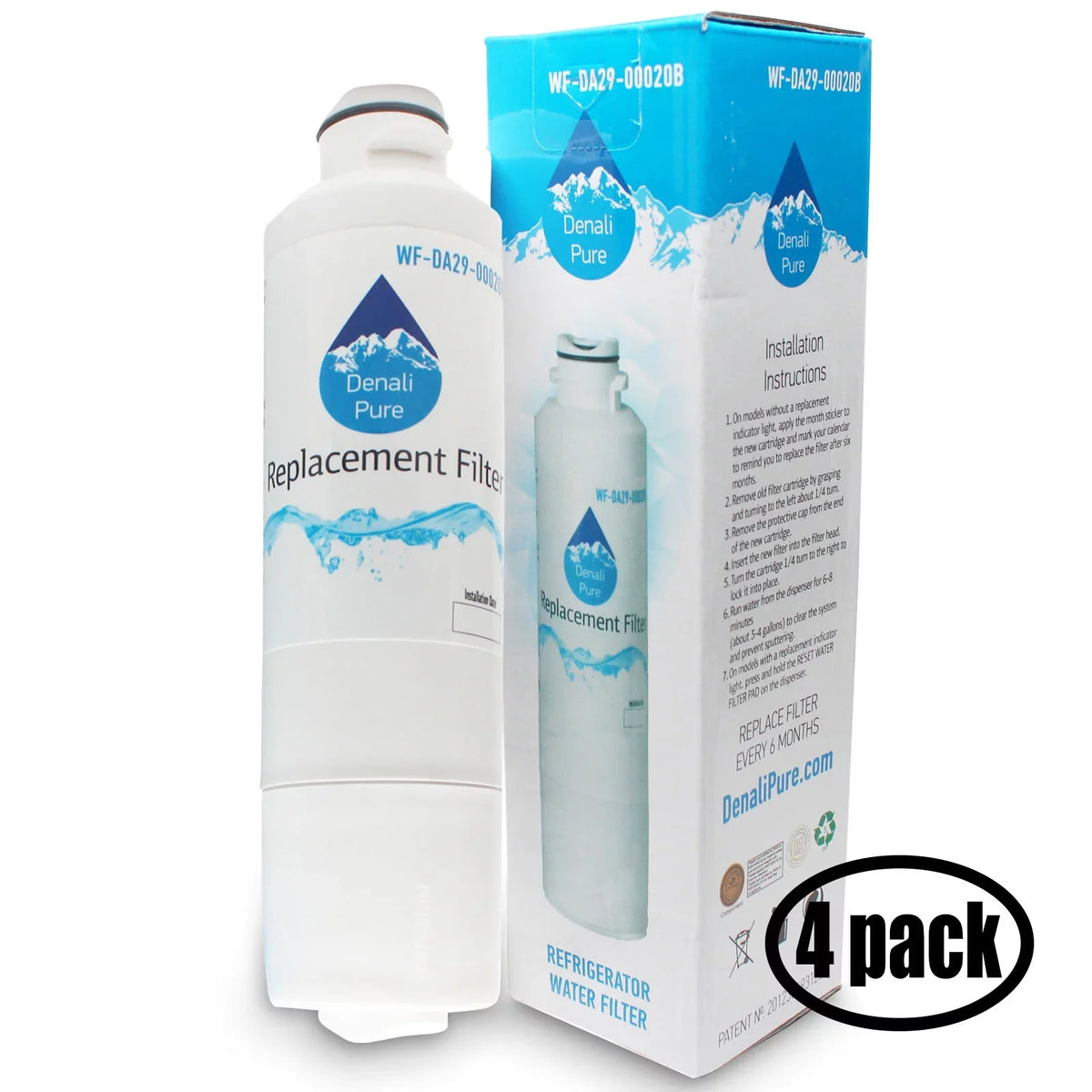 liquid Compatible RS261MDBP - DA29-00020B, liquid Refrigerator HAF-CIN with Replacement 4-Pack Fridge Filter for DA29-00020A, Filter Cartridge