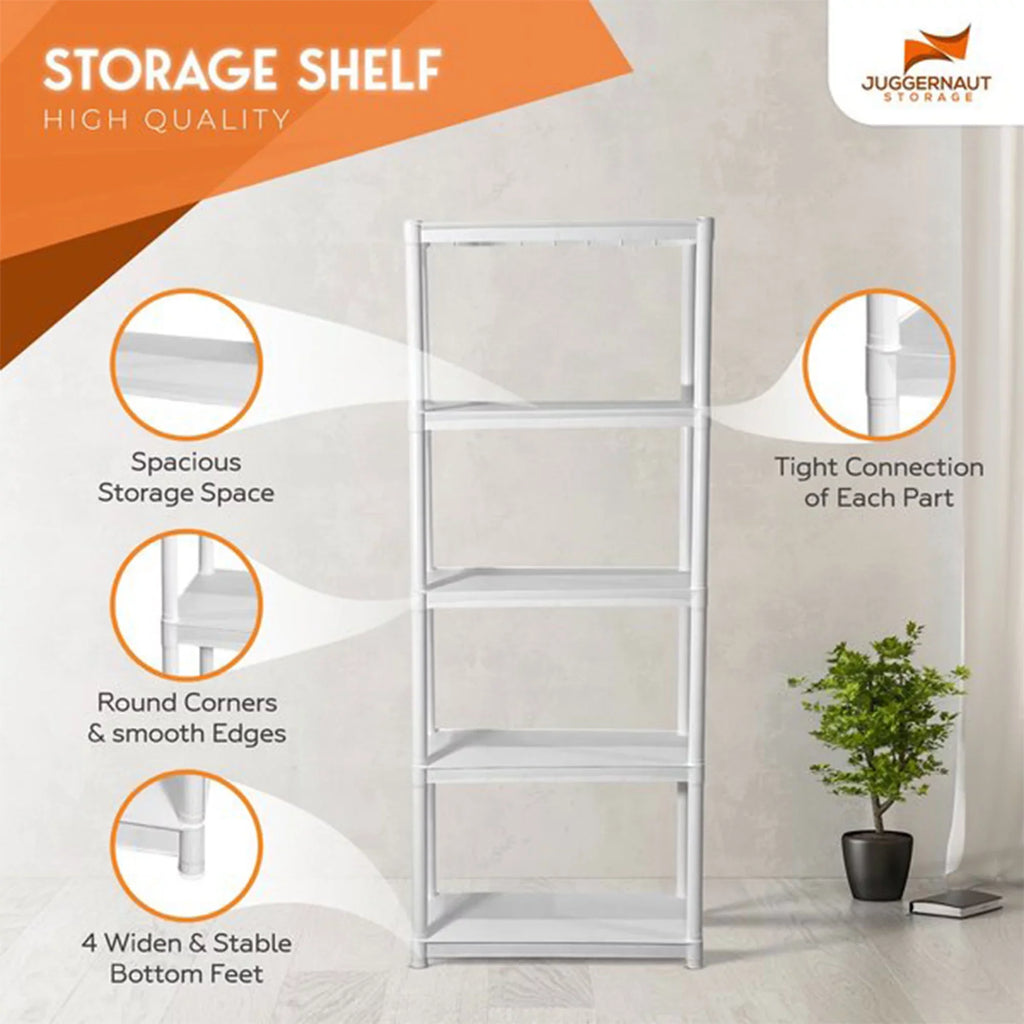 5 Juggernaut Plastic Storage Tier 75.5" Utility Shelving Garage/Shed Rack
