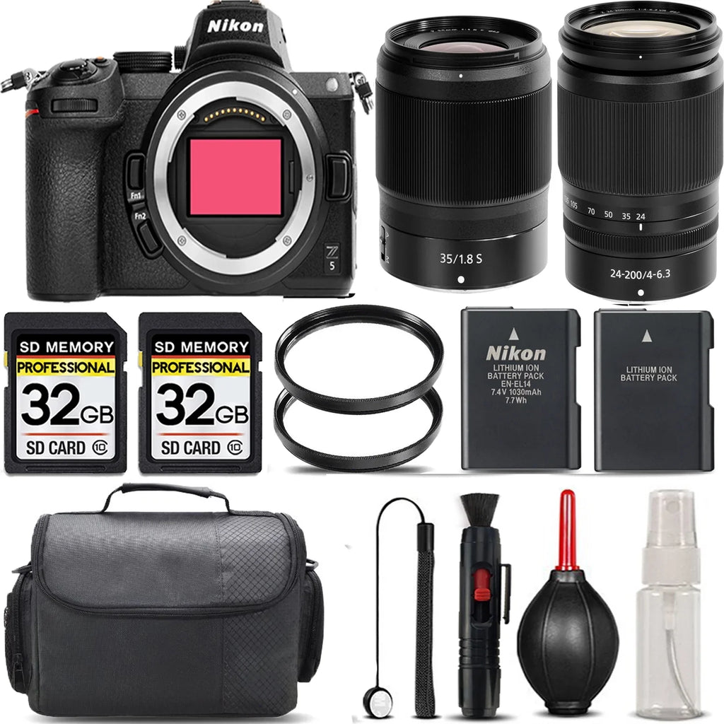 Storage Mirrorless + + + f/4-6.3 Z5 UV Kit Battery International with 64GB Version Cleaning - Case + Backup 35mm + f/1.8 S Filter Nikon VR Lens + Lens 24-200mm