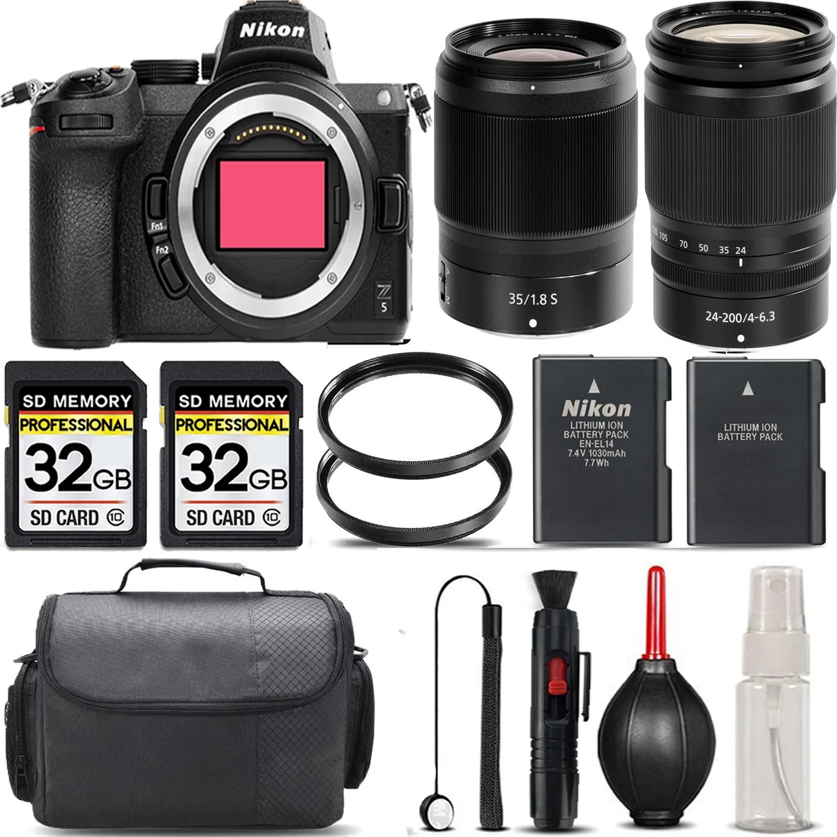 Storage Mirrorless + + + f/4-6.3 Z5 UV Kit Battery International with 64GB Version Cleaning - Case + Backup 35mm + f/1.8 S Filter Nikon VR Lens + Lens 24-200mm