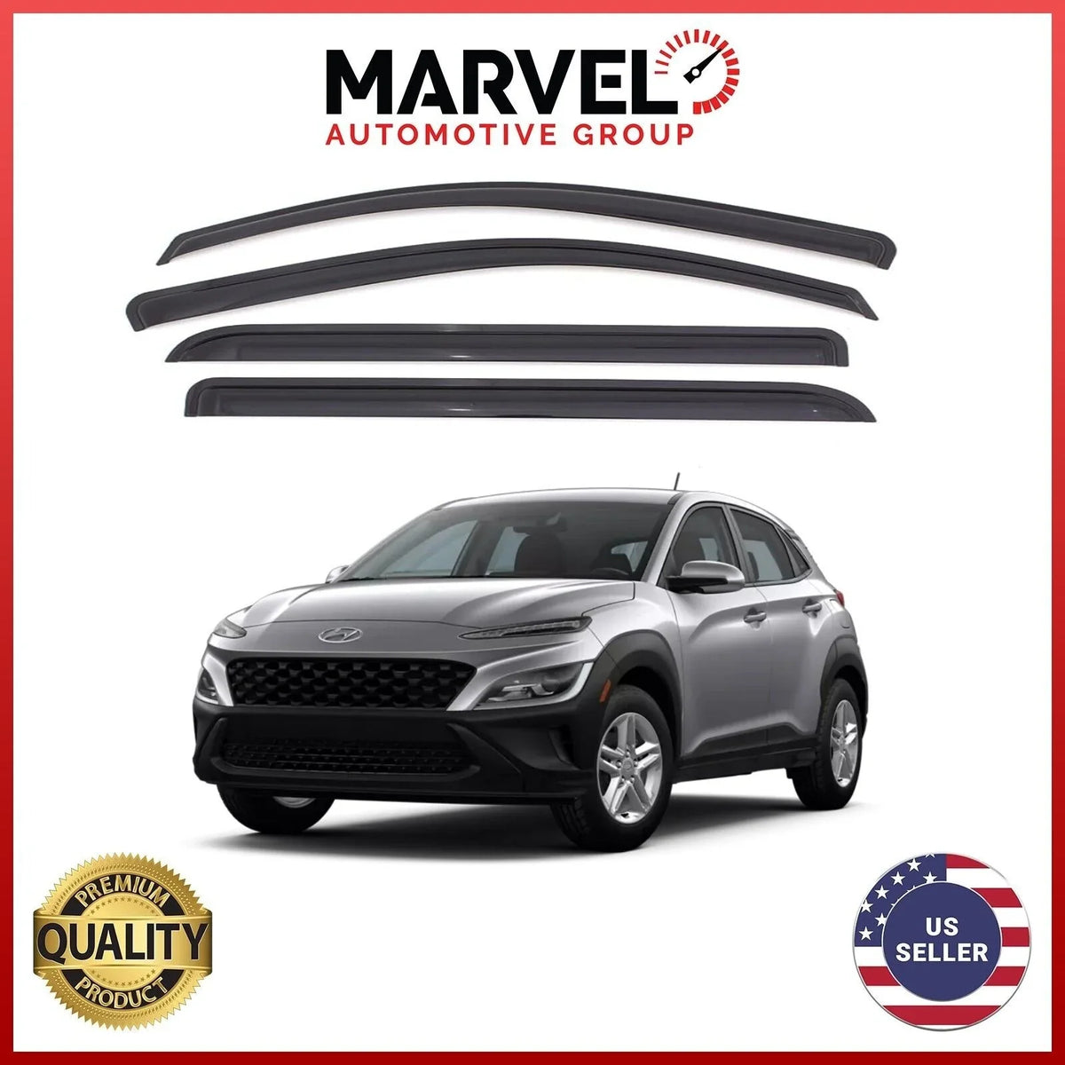 Guards 2018-2023 for Rain Visor Vent Sun Deflectors Smoke Hyundai Kona Window
