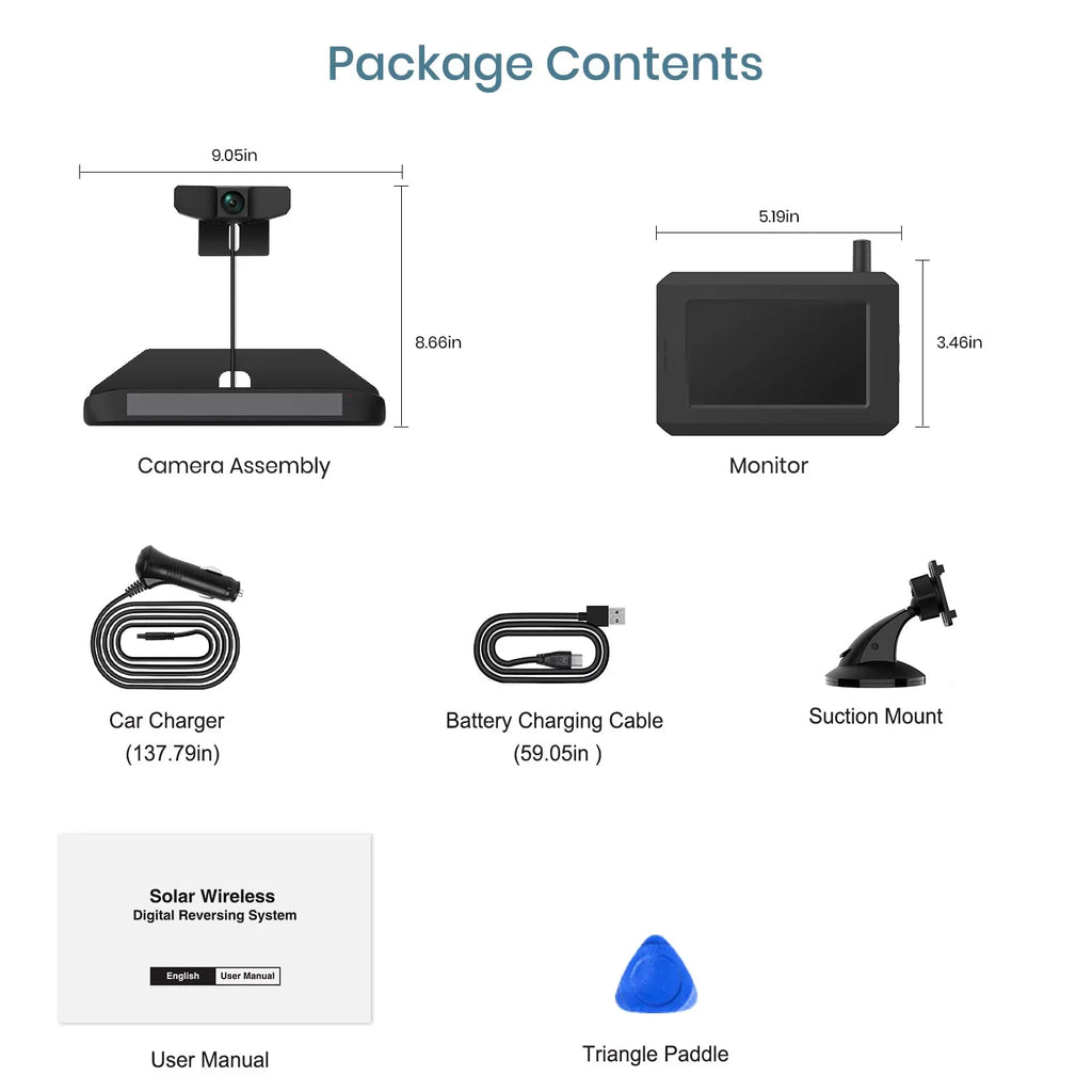 License Camera Solar View Vehicles for Digital Backup Car BOSCAM Reverse Plate Trailer Systems, Camera Up Wireless Rear Camera Wireless Back Camera,