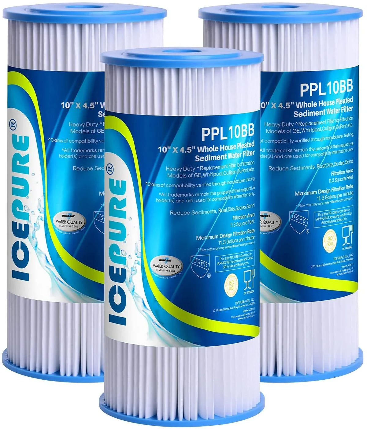 for of Pack FXHSC, Well GE x Culligan Filter GXWH40L, Replacement 10" R50-BBSA, R50-BB, 4.5" liquid, WFHDC3001, Sediment 3 DuPont liquid GXWH35F, W50PEHD, Pleated Pentek for Whole House