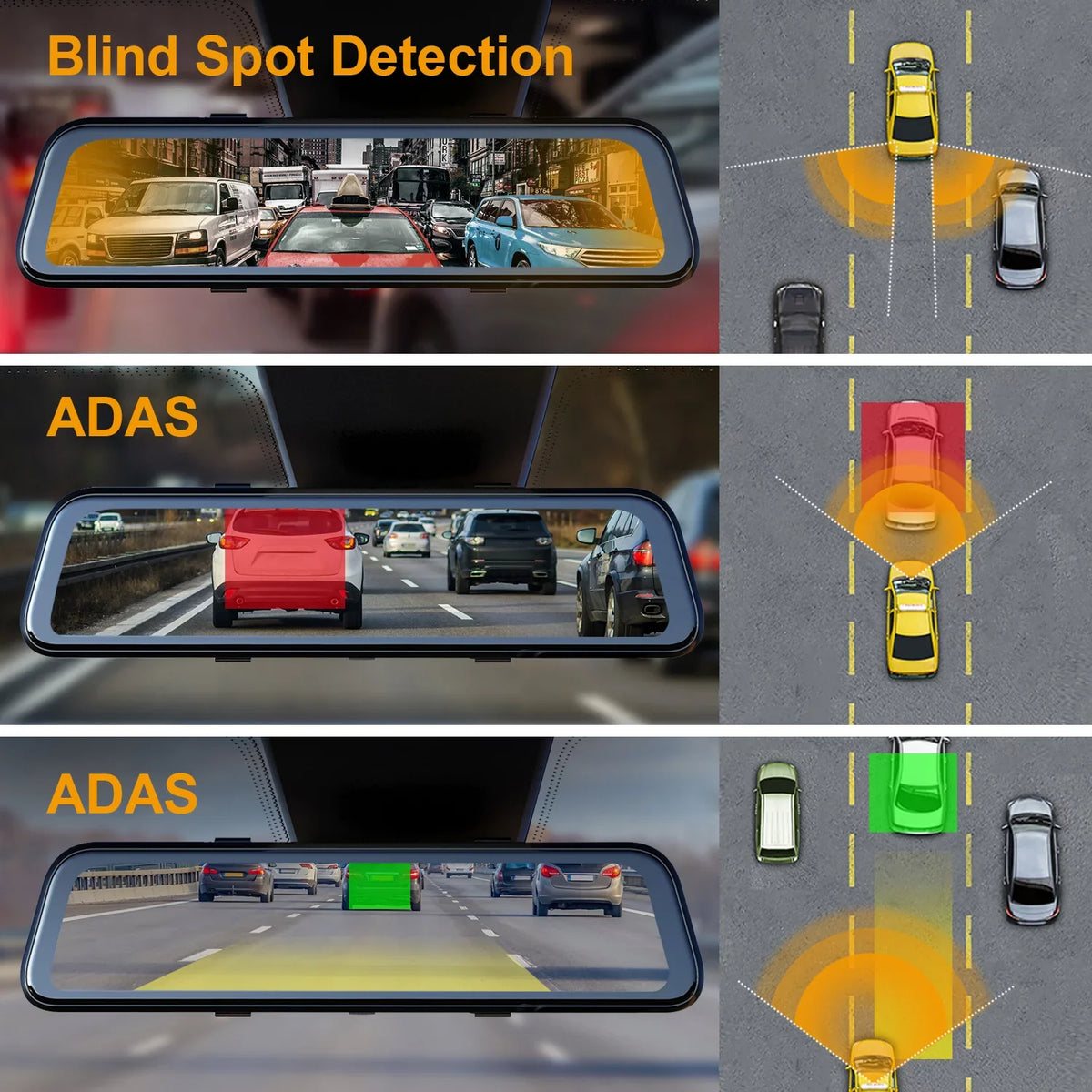 Dash Mirror Cam M2 with BSD ADAS Smart Rexing