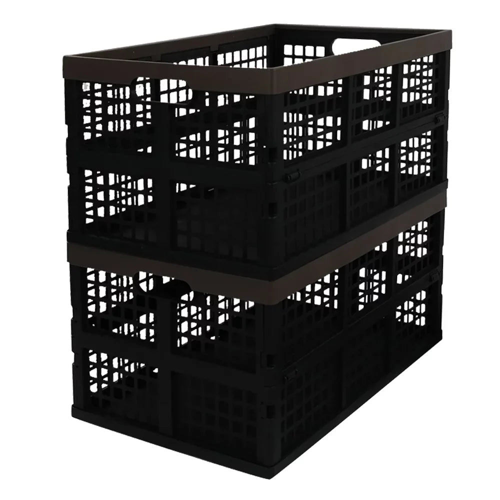 Collapsible Plastic Basket, 42 L Storage 3-Pack Storage Morcte Crates, Folding Stacking
