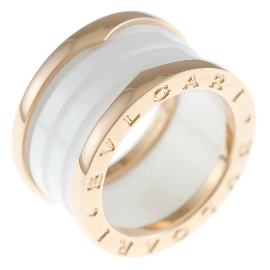 B B-zero.1 Ring BVLGARI 18K Zero 4 Pre-Owned White Ceramic Women's No. 10 Bvlgari Band (Good) One