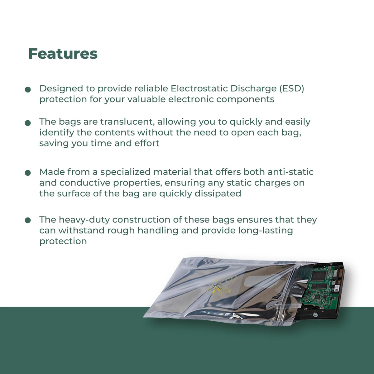 Bags Mil 10" 3 6" Protection Transparent Dependable ESD x High-grade Conductive 100/CS Metallic