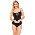 Bathing 6) Bandeau Piece Surplice OR Swimwear Swimsuit One Gottex Women's Swan, (Black