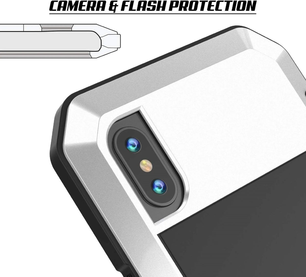 5 Protection, Scratch (White) Grade exterior Aluminum Case Resistant Military Rugged Shockproof Metal Travel Duty and Heavy Gorilla iPhone Glass