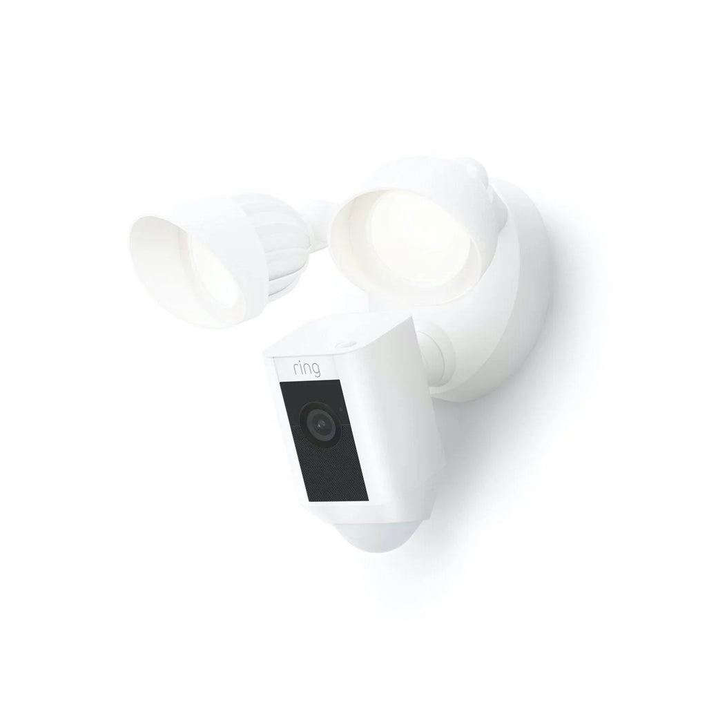 Ring_Floodlight WiFi, Plus with 2021 Cam Restored HD, Wired Release, (Refurbished) White, IP/Network Activated Motion exterior,