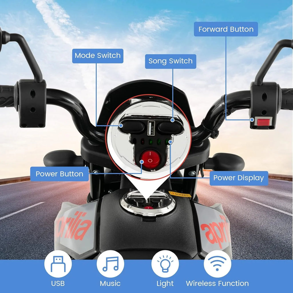 Power, with Headlights Battery Electric Blue Kids LED 12V Color Motorcycle Foxhouse1 Ride-on -