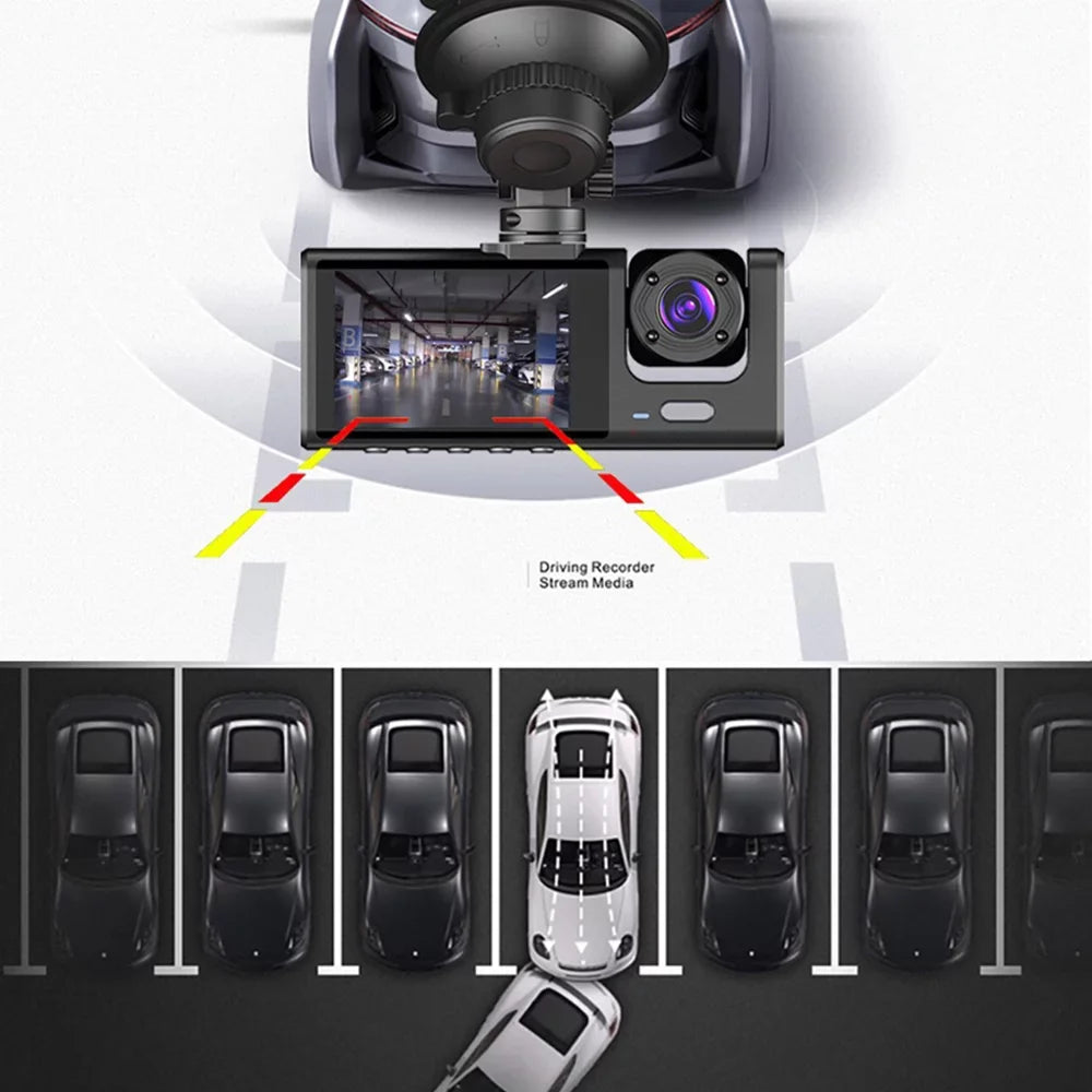 Dash Recorder Car 1080P Kepeak Camera HD G-Sensor Dual Lens Video Front/Rear/Inside Cam