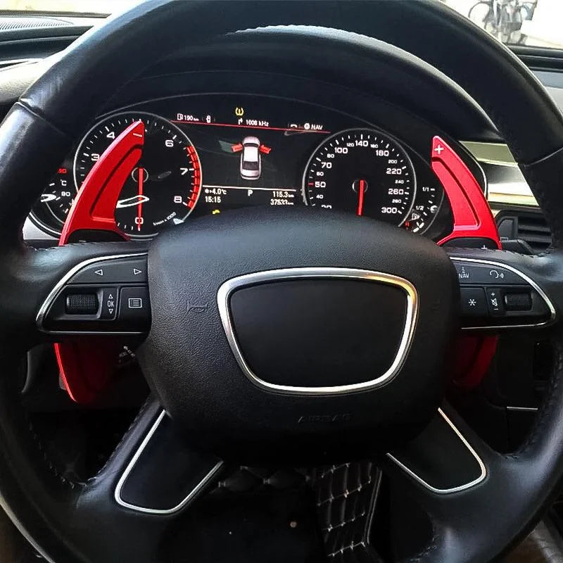 SQ5 Trim, S4 (Red) A6 A8 Xotic Aluminum S8 Cover RS3 A5 S7 Q5 Tech Wheel Shifter A4 CNC Q7 A3 Paddle Steering S6 A7 S5 RS6 S3 Alloy, Audi With Compatible Q3