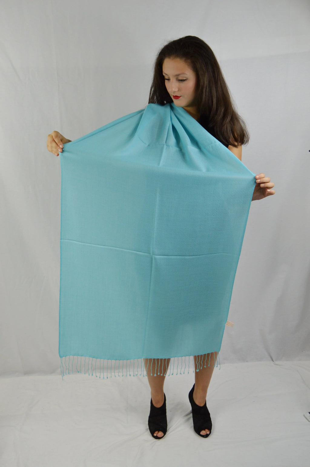 Shawl/Scarf/Scarves Shawl/Evening Shawl/Pashmina Shawl) Shawl/liquid Shawl/Light Shawl/Summer (Tiffany Pashmina Fancy weight Regular Shawl/Sheer Blue