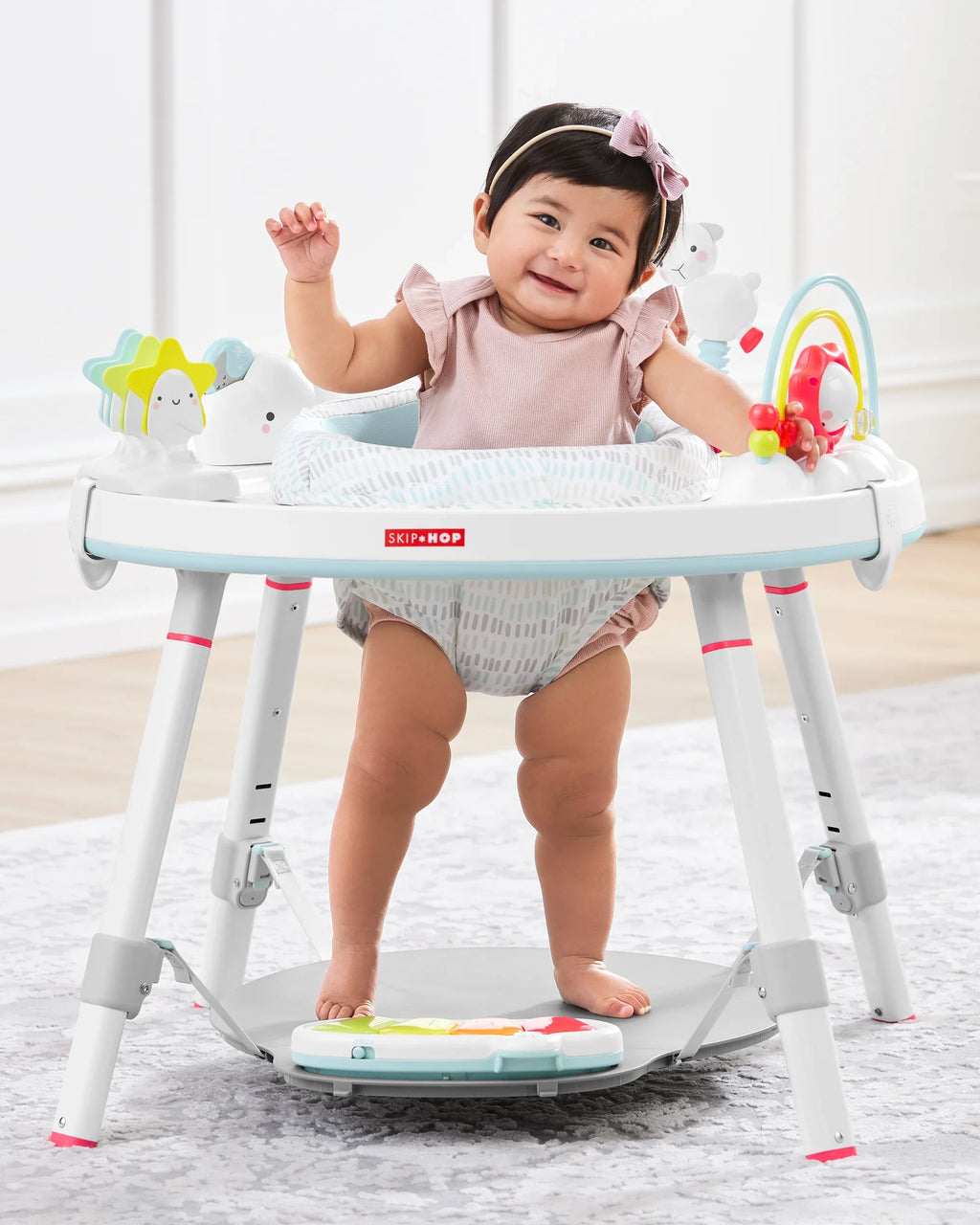 Silver Hop Play Functionality, Lining with 4mo+, 3-Stage Baby Activity Center: Cloud Center Grow-with-Me Skip Interactive