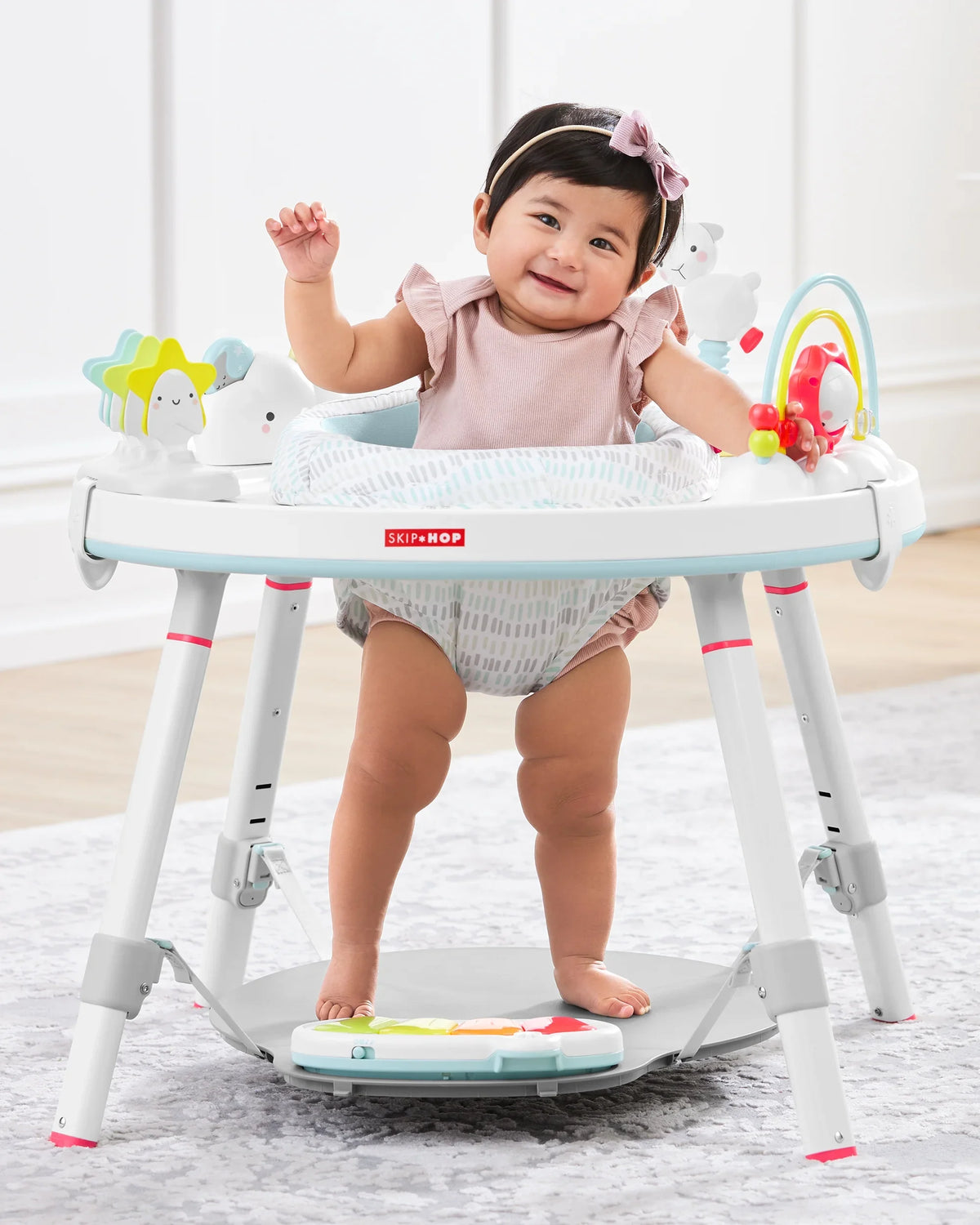 Silver Hop Play Functionality, Lining with 4mo+, 3-Stage Baby Activity Center: Cloud Center Grow-with-Me Skip Interactive