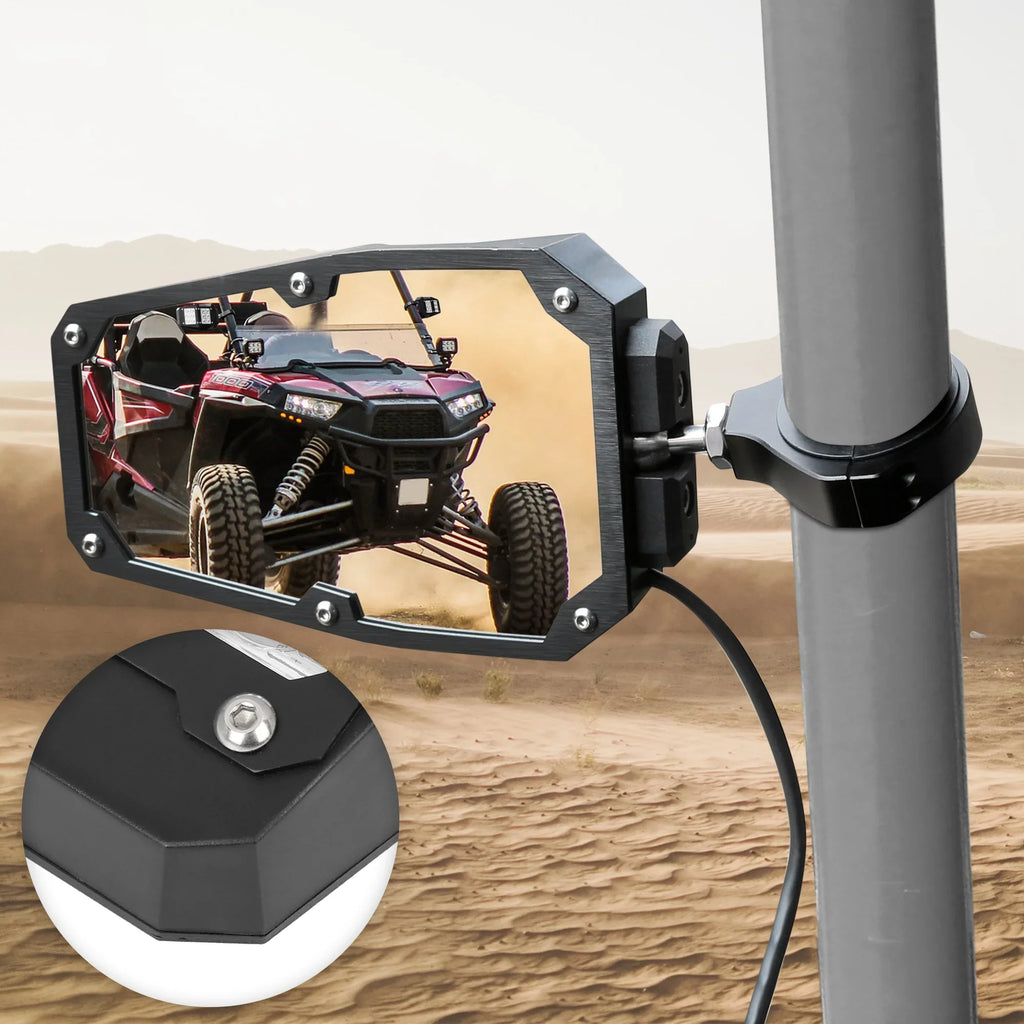 6.3" w Cage UTV Roll for 1.75" Black Light Rear View Round Yamaha Bargains Mirror Unique Pair