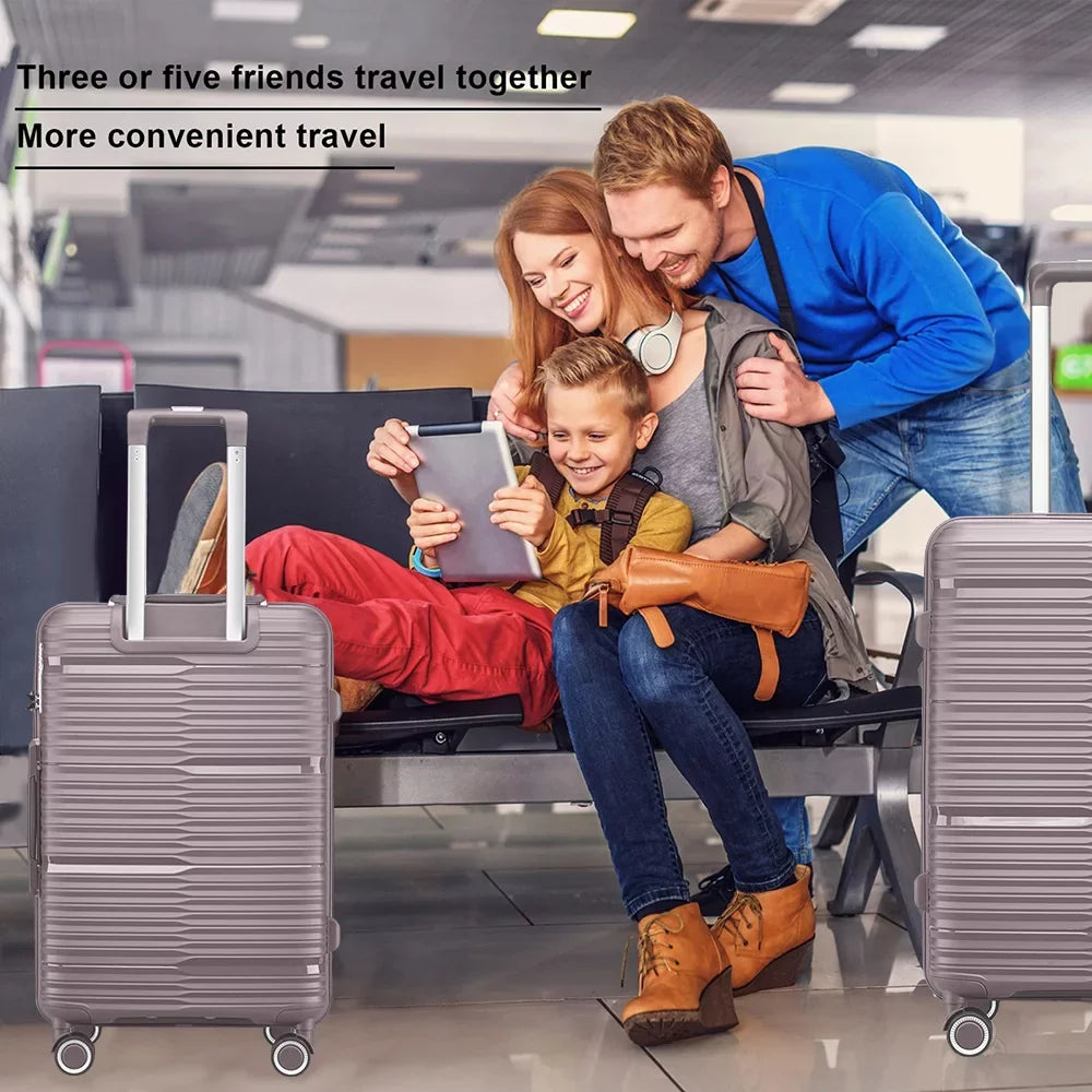 Set, Piece PP Luggage Gold Sets, TSA Lock, Suitcase 3 Hardside